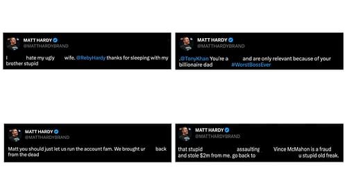 Here is the list of tweets from Matt Hardy's hacked Twitter account