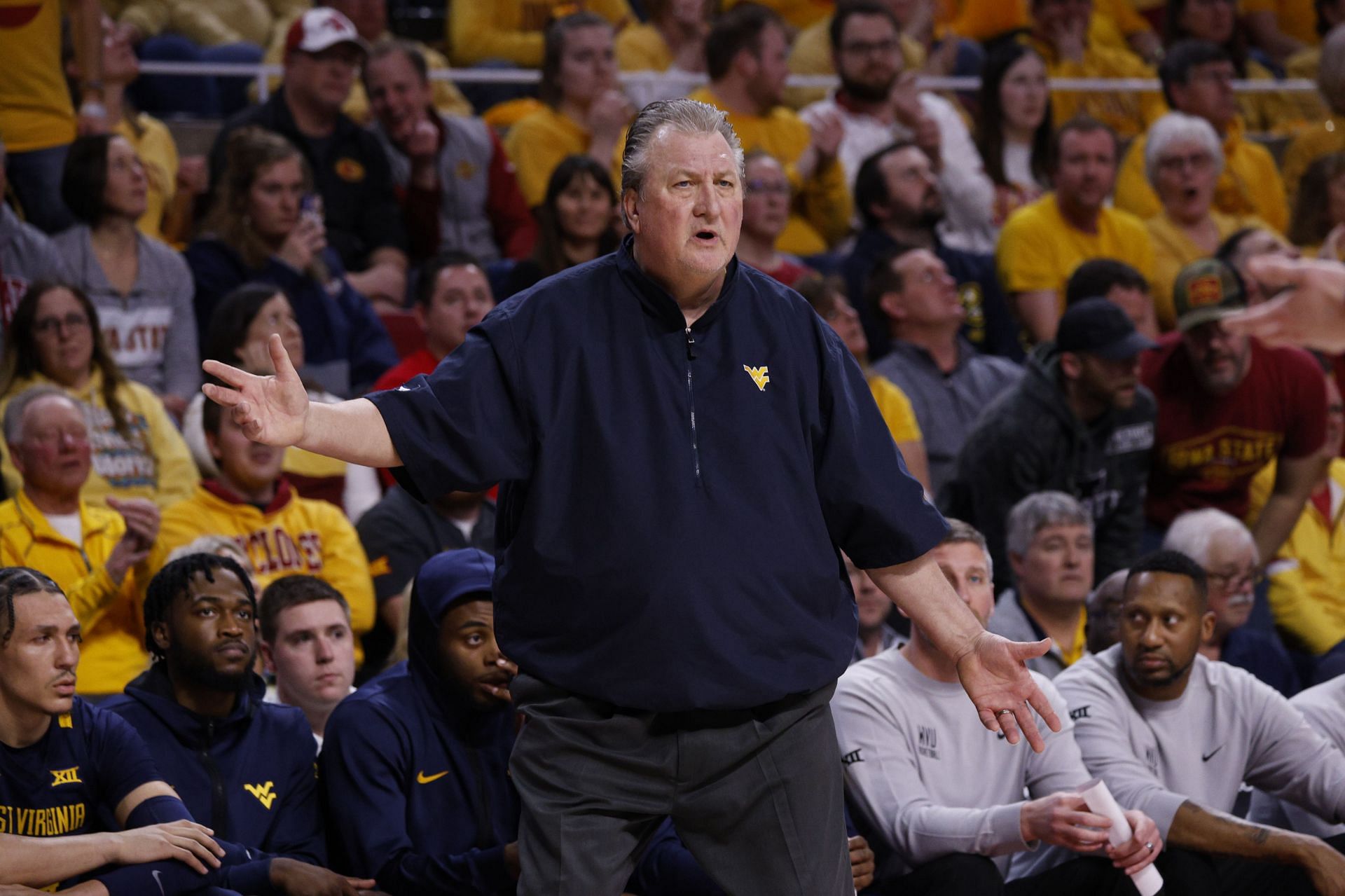 Bob Huggins&#039; contract was reduced by almost 25% (Image via Getty Images)