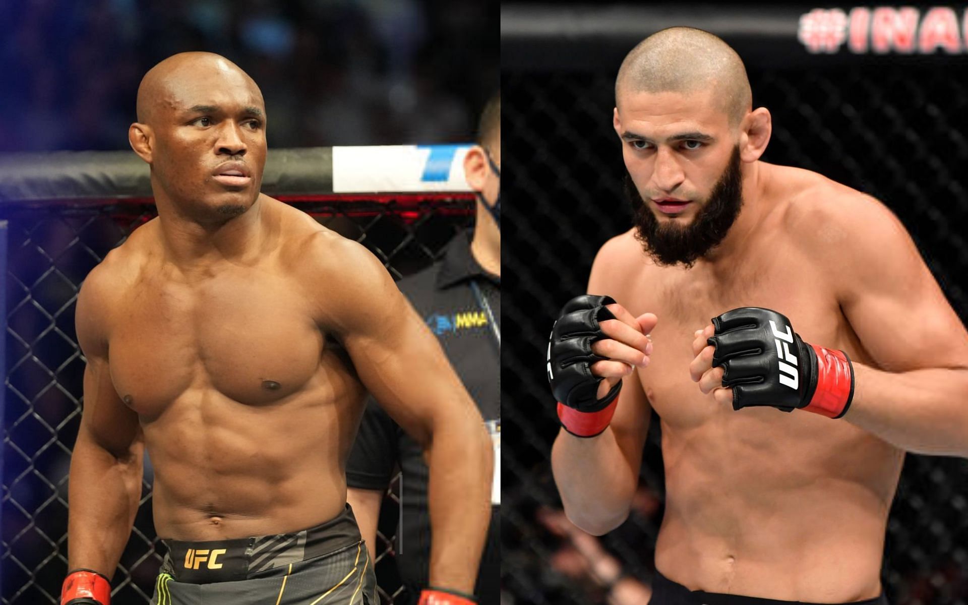 Kamaru Usman (left) and Khamzat Chimaev (right)