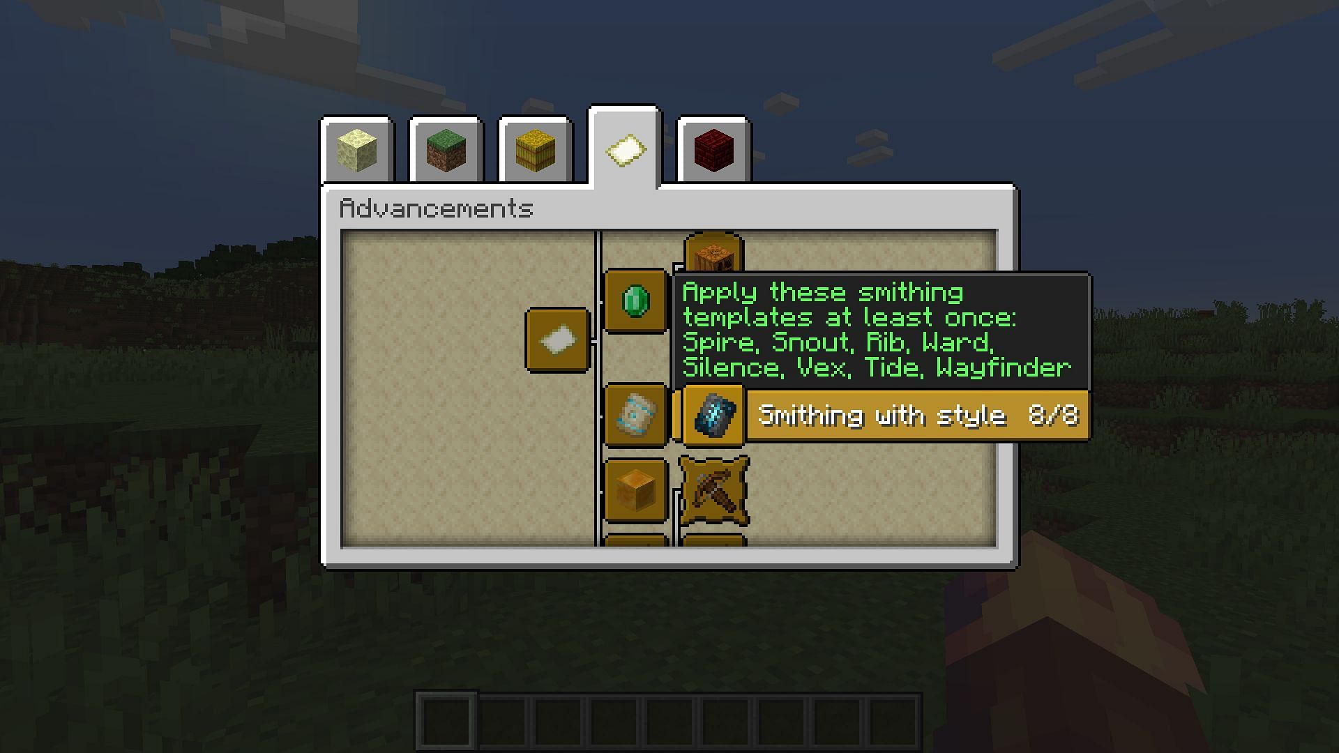 Smithing With Style is one of the latest advancements to be added to Minecraft 1.20 (Image via Mojang)