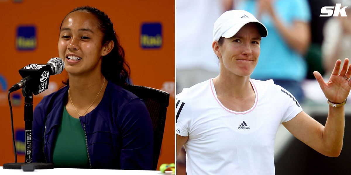 Leylah Fernandez (L) and Justine Henin