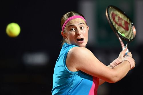 Jelena Ostapenko in action at the Italian Open