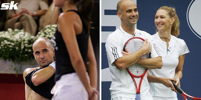 "It was difficult to concentrate but I'm used to playing with my wife Steffi Graf" - When Andre Agassi joked about model ball girls at Madrid Masters