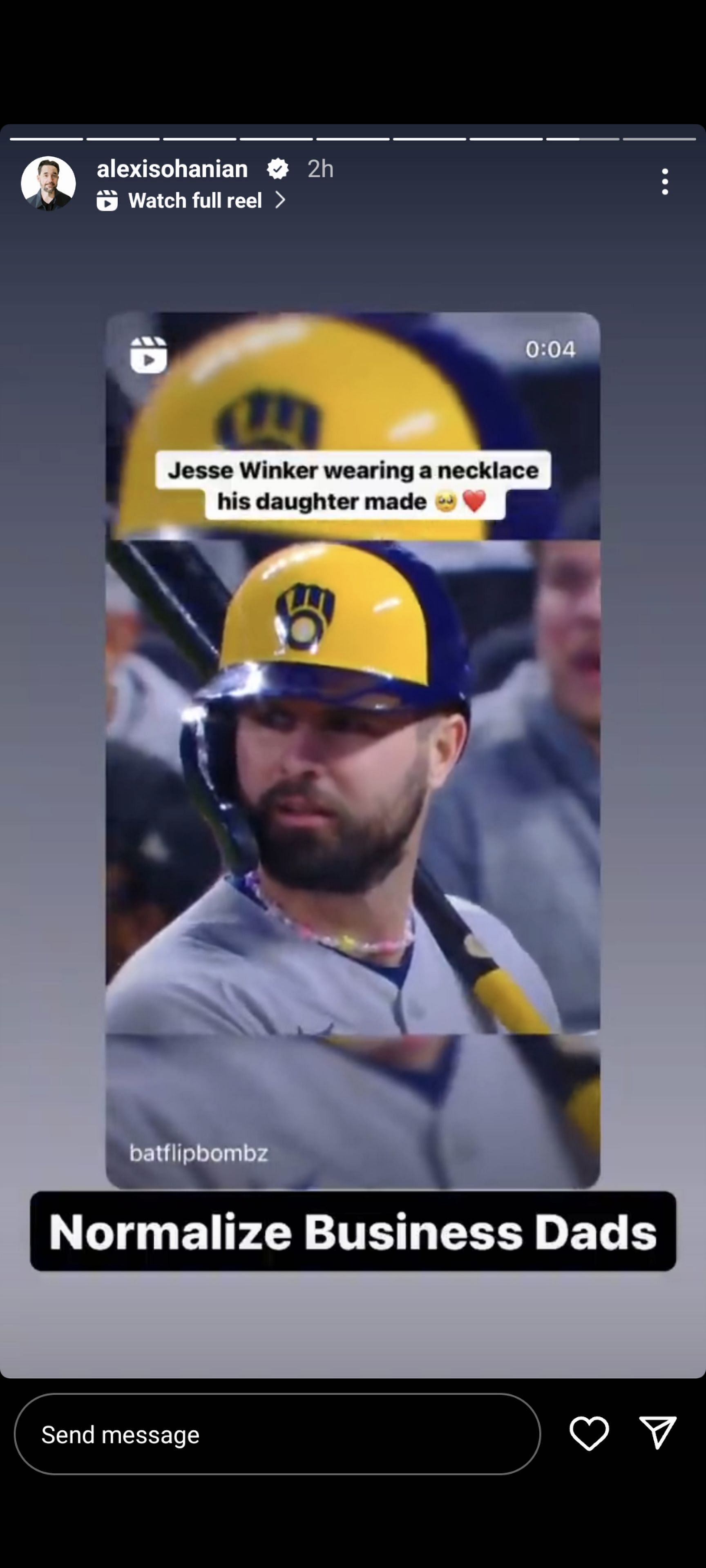 Jesse Winker beaded necklace made by daughter