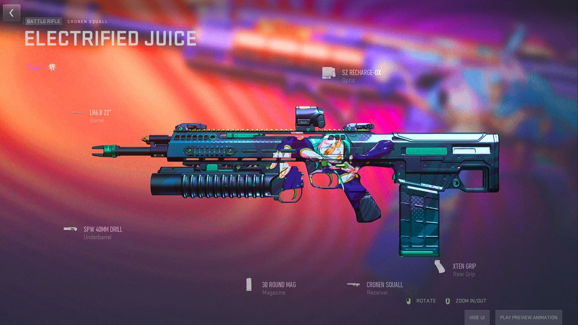 The Electrified Juice weapon blueprint in Warzone 2 (Image via Activision)