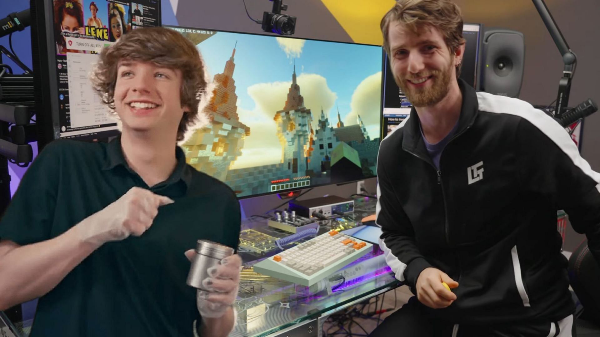 Karl Jacobs commissioned Linus Tech Tips to build a $100,000 PC to play Minecraft (Image via Linus Tech Tips/YouTube)