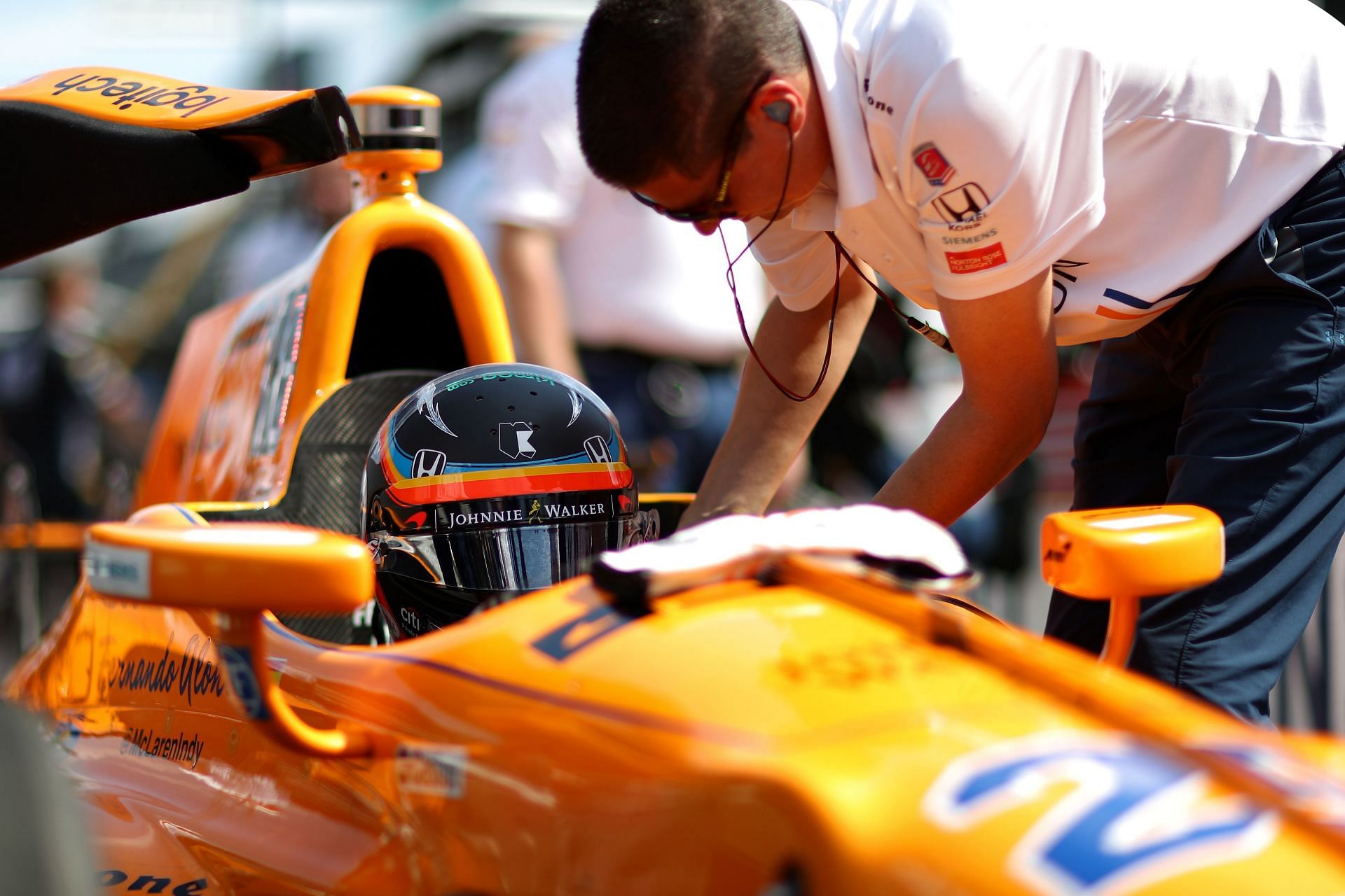 Fernando Alonso in his McLaren at the 2017 Indy 500 (Photo by Chris Graythen/Getty Images)