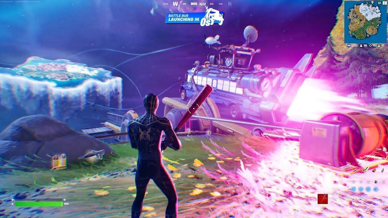 Jump out of the battle bus (Image via NOOB NOOB FRUIT on YouTube)