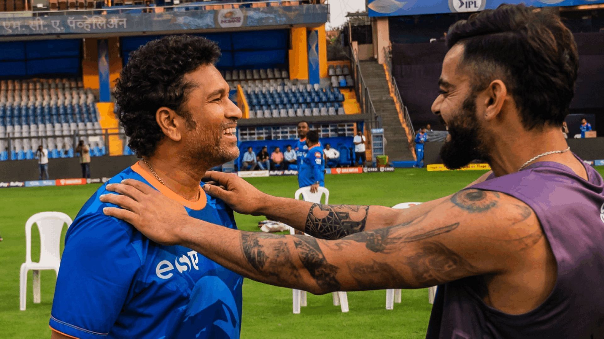 Sachin and Virat were seen chatting ahead of the MI-RCB face off tomorrow