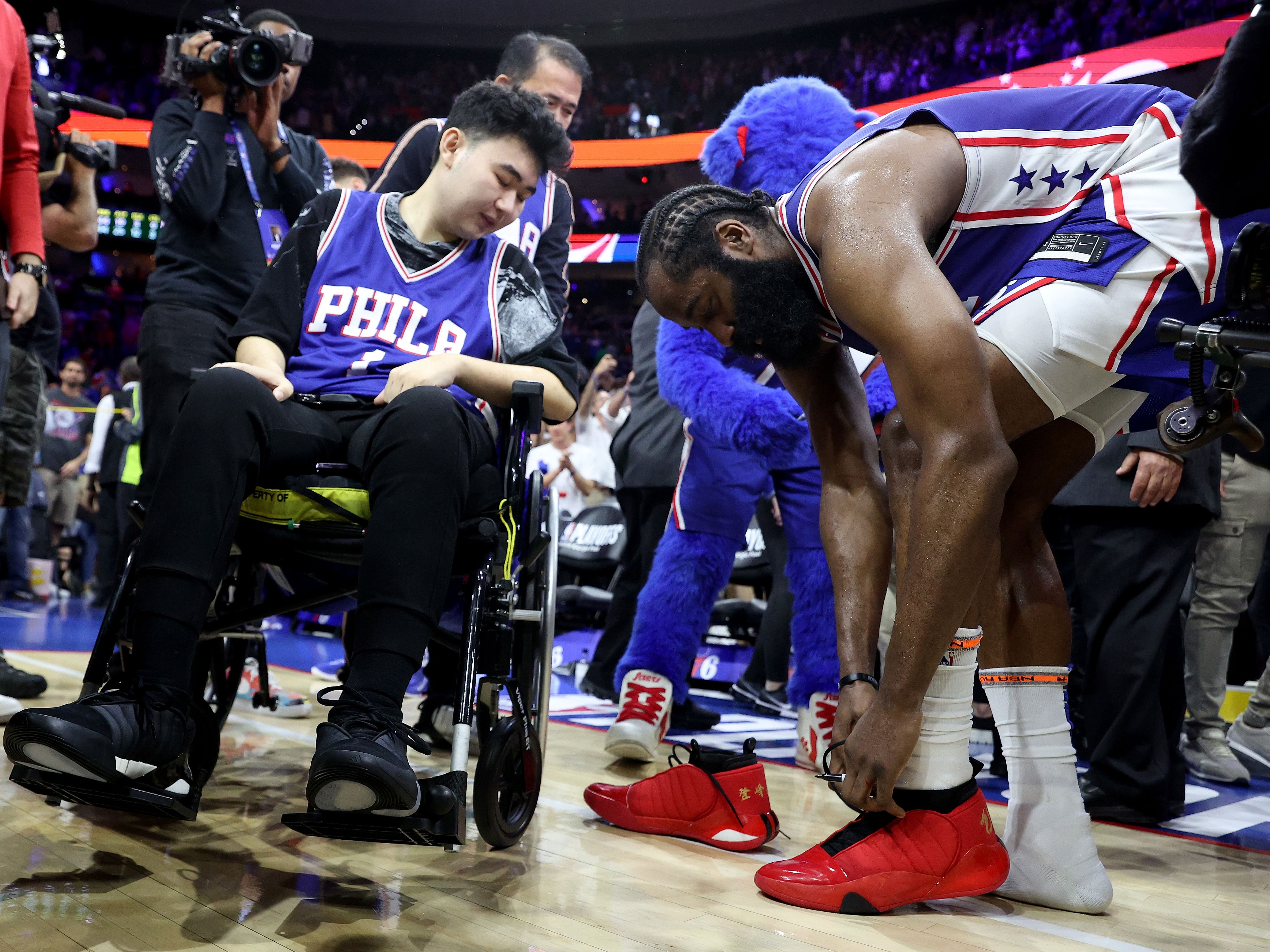 John Hao and James Harden after Game 4 