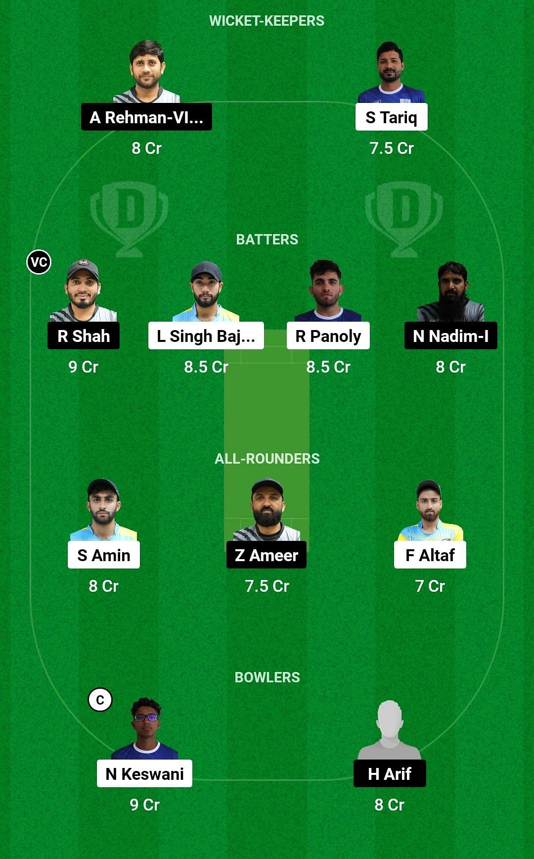 Dream11 Team for Z Games Strikers vs Nadim Cricket Club - Sharjah Ramadan T20 League 2023.