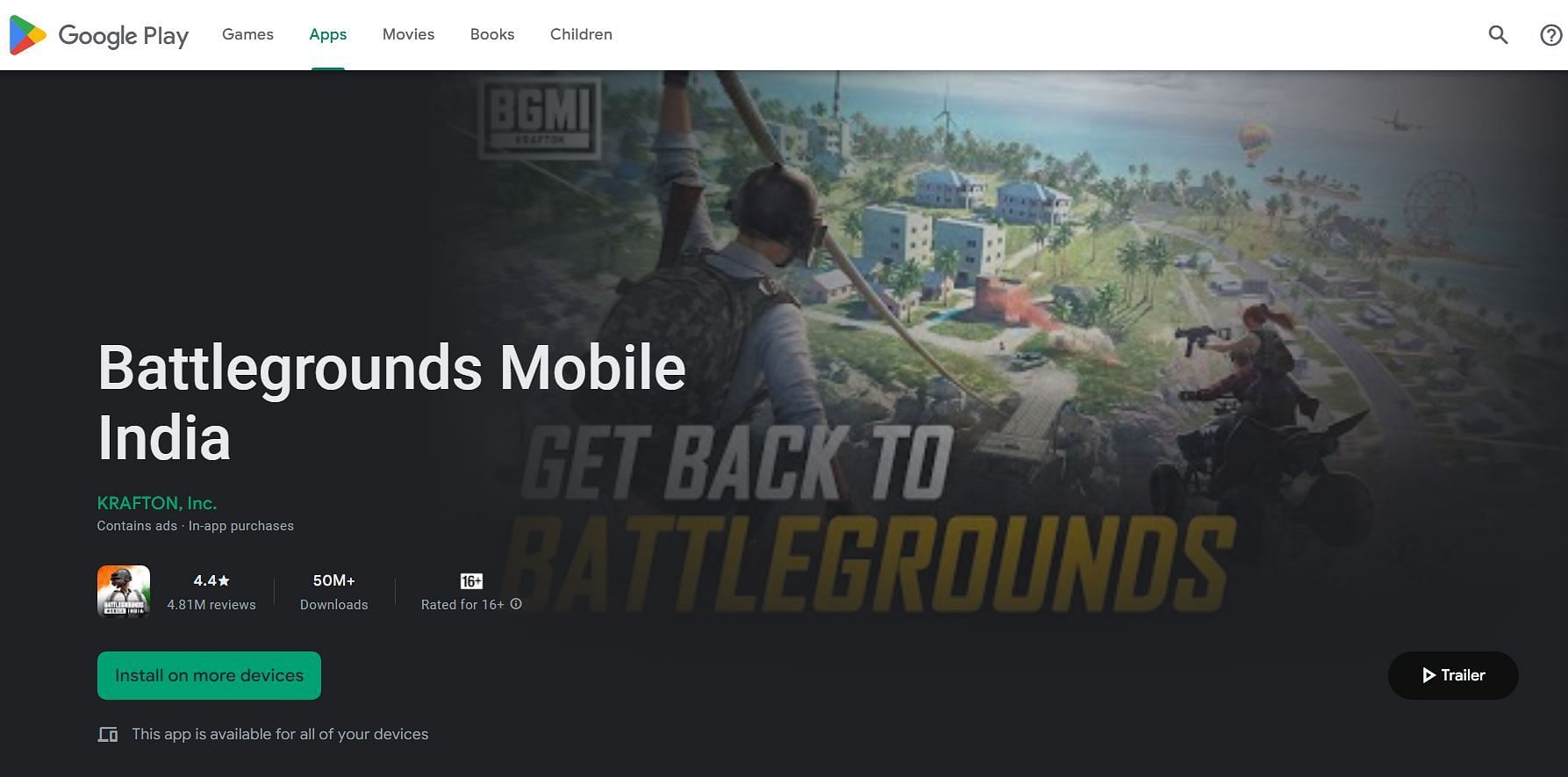 Players can install the game in advance from Play Store before the servers become available (Image via Google)