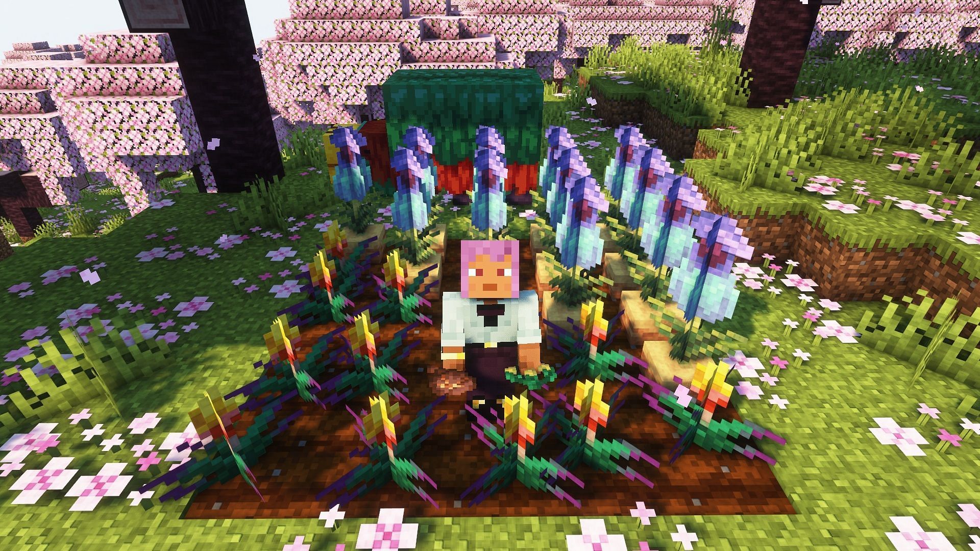 Fully grown torchflowers and pitcher plants (Image via Mojang)