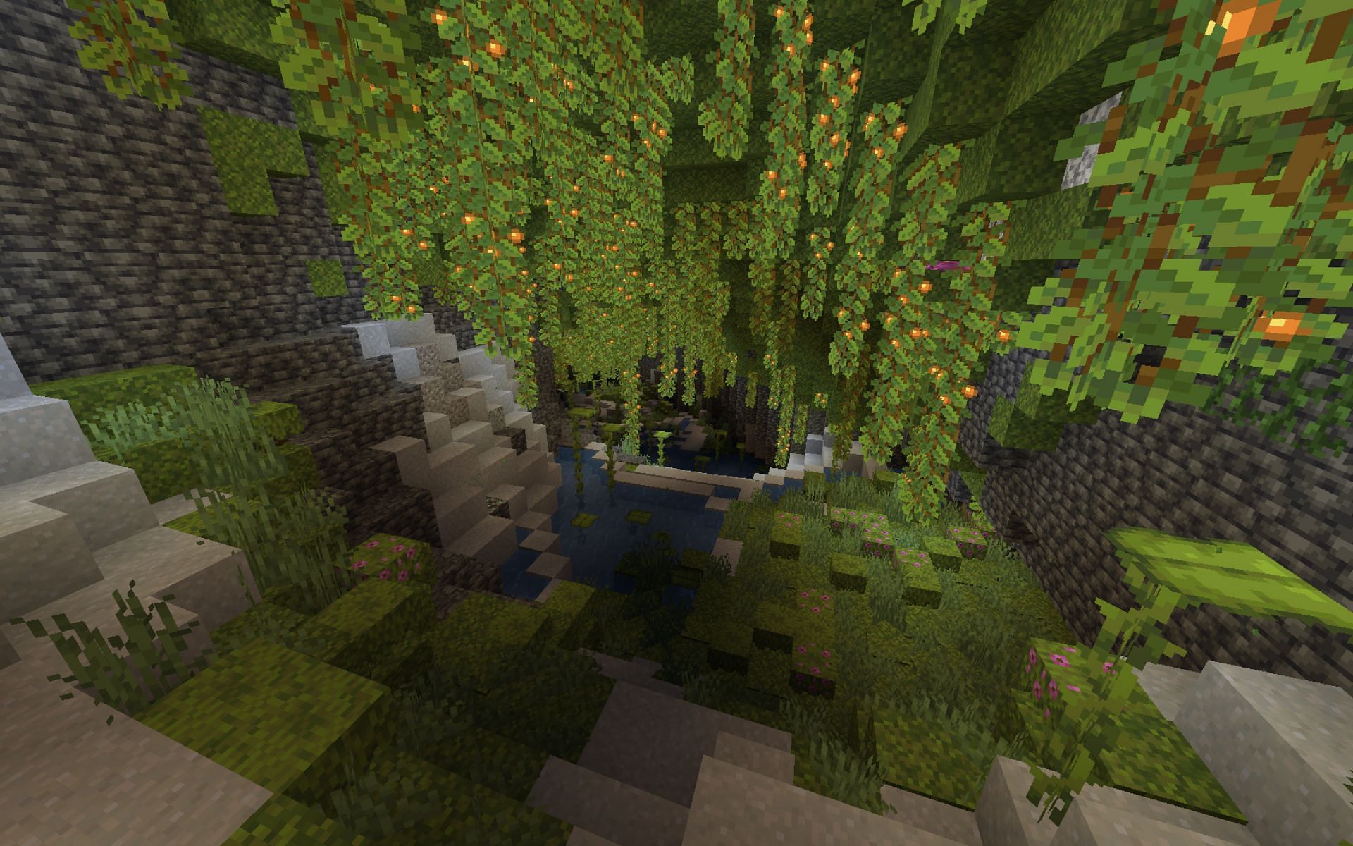 Lush Cave is the best Minecraft biome when it comes to surviving in the caves (Image via Mojang)