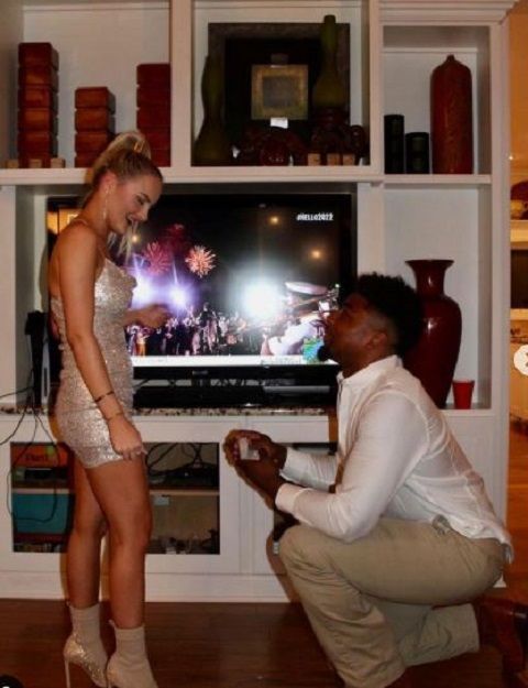 Treylon Burks celebrated with fiancee during 2022 NFL Draft