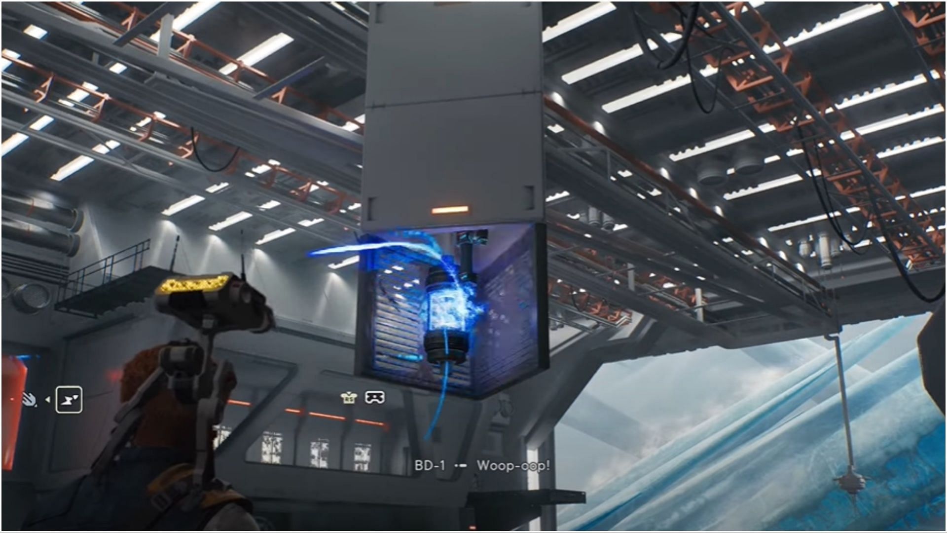 Star Wars Jedi Survivor Walkthrough: Activate it to rotate the launch pad to the opposite side of the hangar (Image via Star Wars Jedi Survivor)