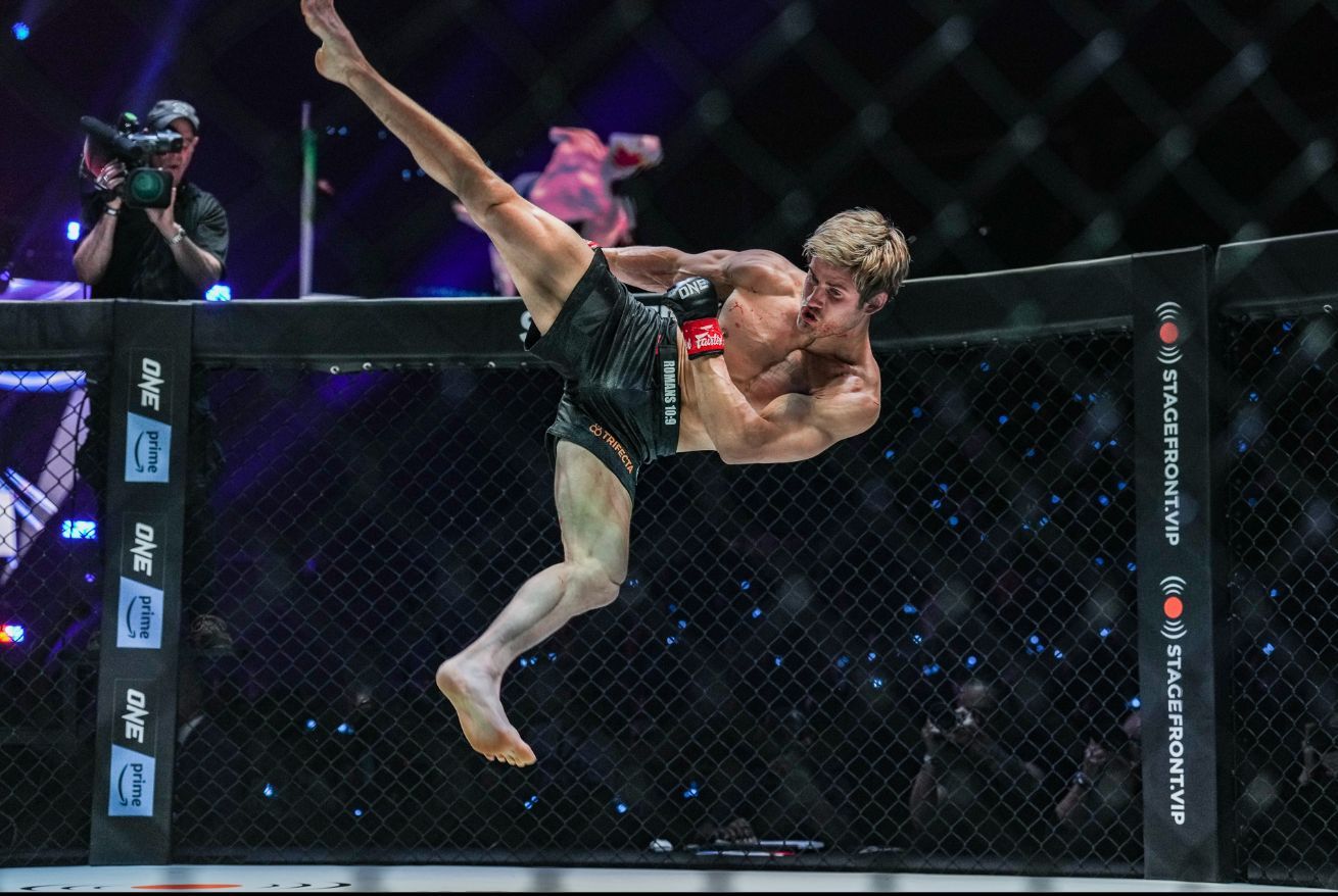 Sage Northcutt delights fans with his signature flip celebration after his inspiring victory