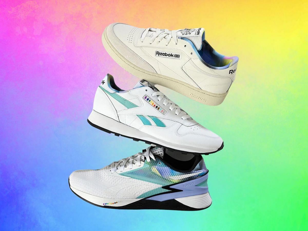 Reebok Classic Leather, Club C, and Nano X3 from Pride collection (Image via Reebok)