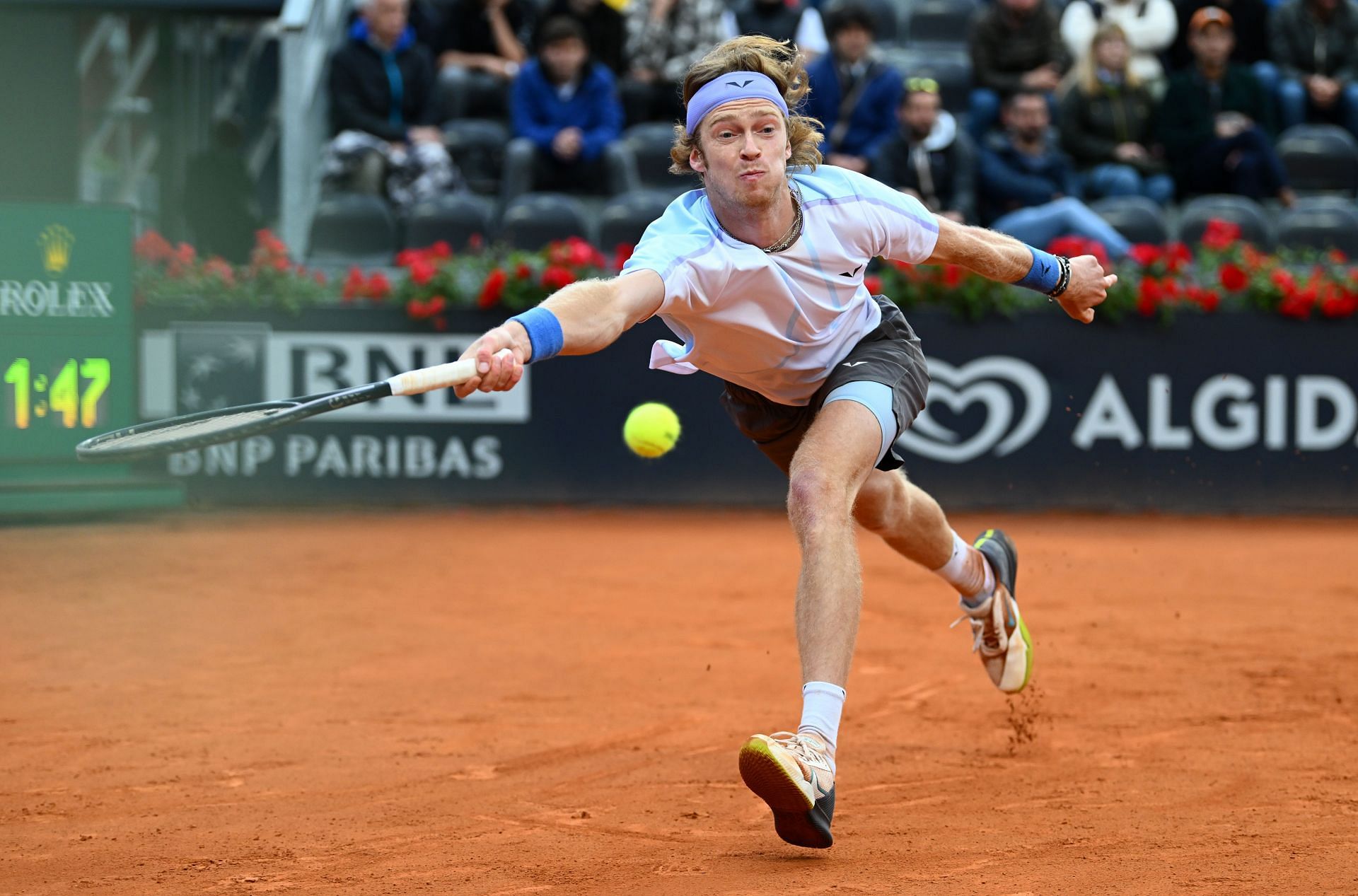 Andrey Rublev in action at the Italian Open