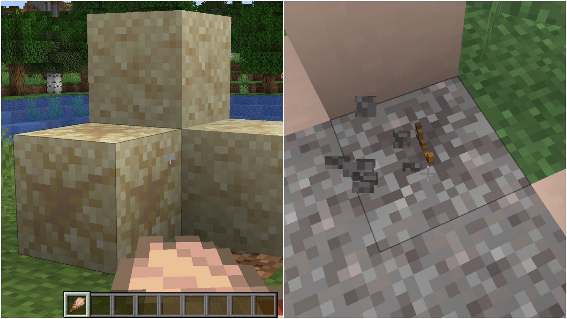 There are several items that can be found in both Suspicious sand and gravel in Minecraft 1.20 update (Image via Sportskeeda)