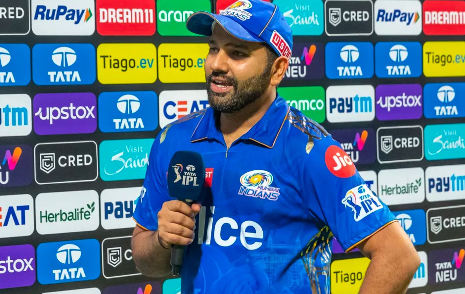 Rohit Sharma during a post-match interview. (Pic: IPLT20.com)