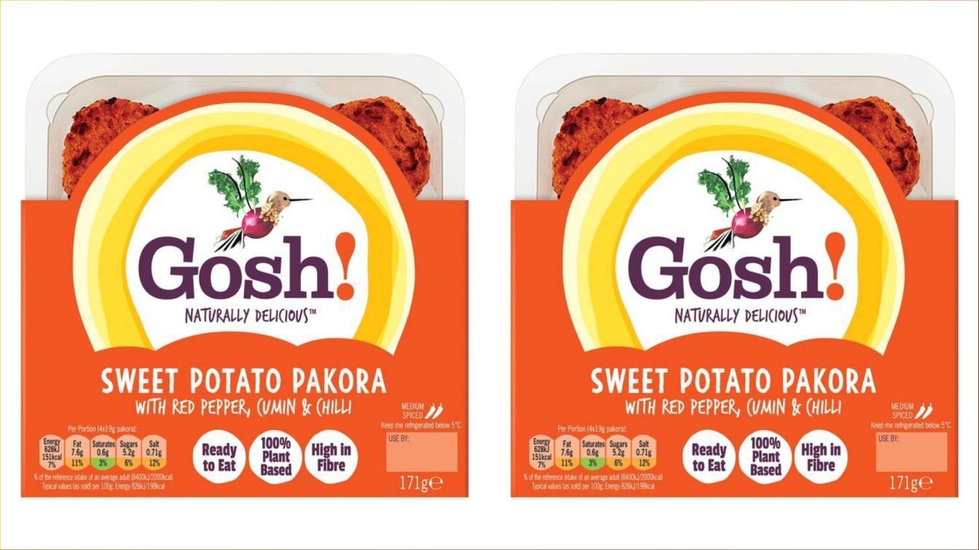 The recalled Gosh! Sweet Potato Pakora and Falafel products were exclusively sold at Tesco, Asda, Morrisons, Aldi, and Ocado (Image via FSA)