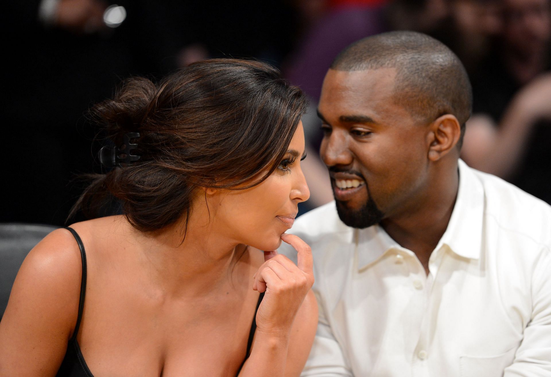 Kim Kardashian and Kanye West at Denver Nuggets v Los Angeles Lakers - Game Seven (image via Getty images)