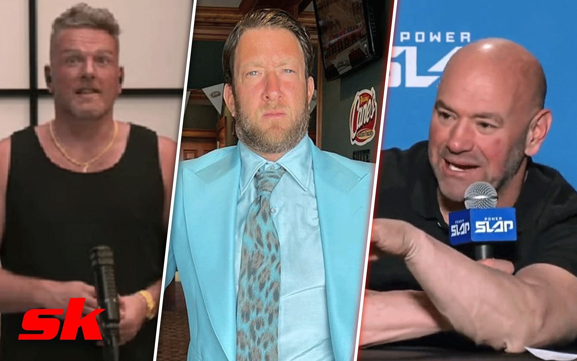 [L-R] Pat McAfee, Dave Portnoy and Dana White