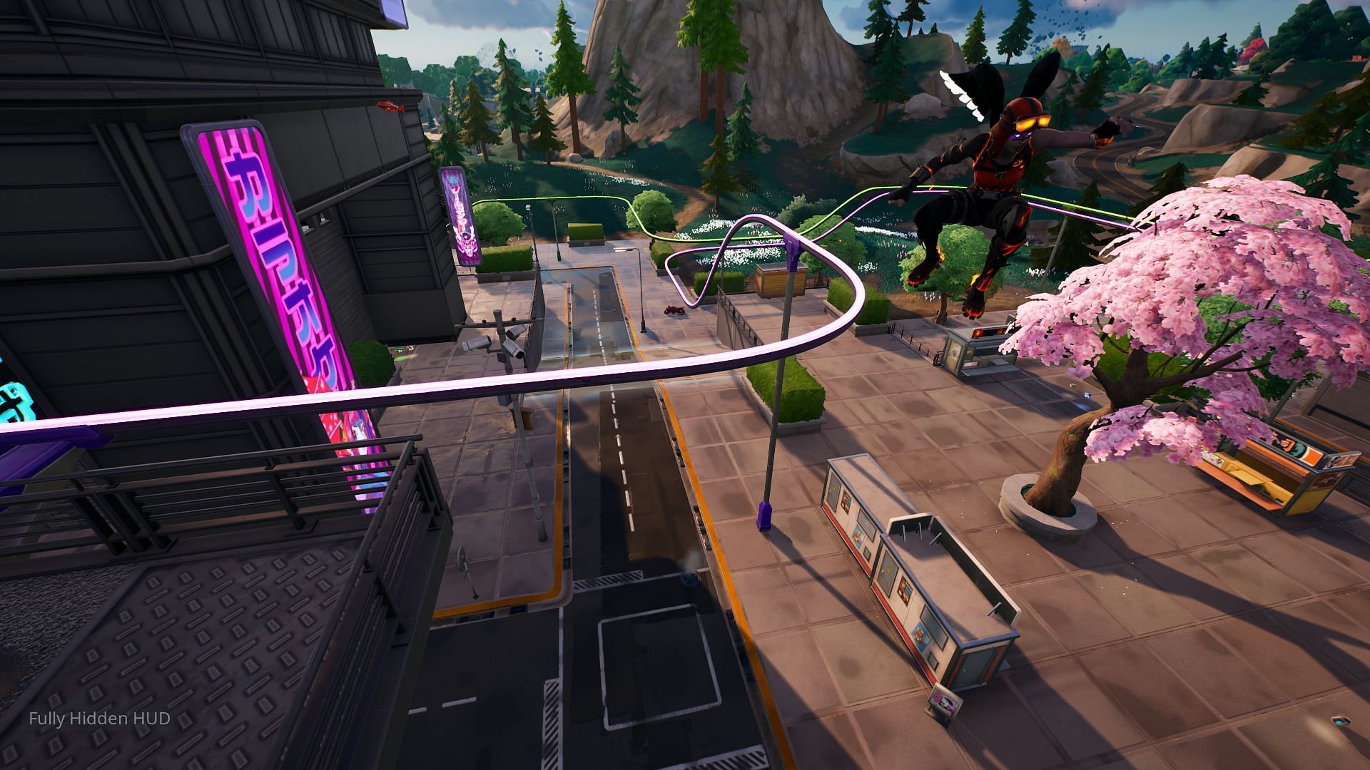 Remember to jump from the Grind Rails located atop of buildings (Image via Epic Games/Fortnite)