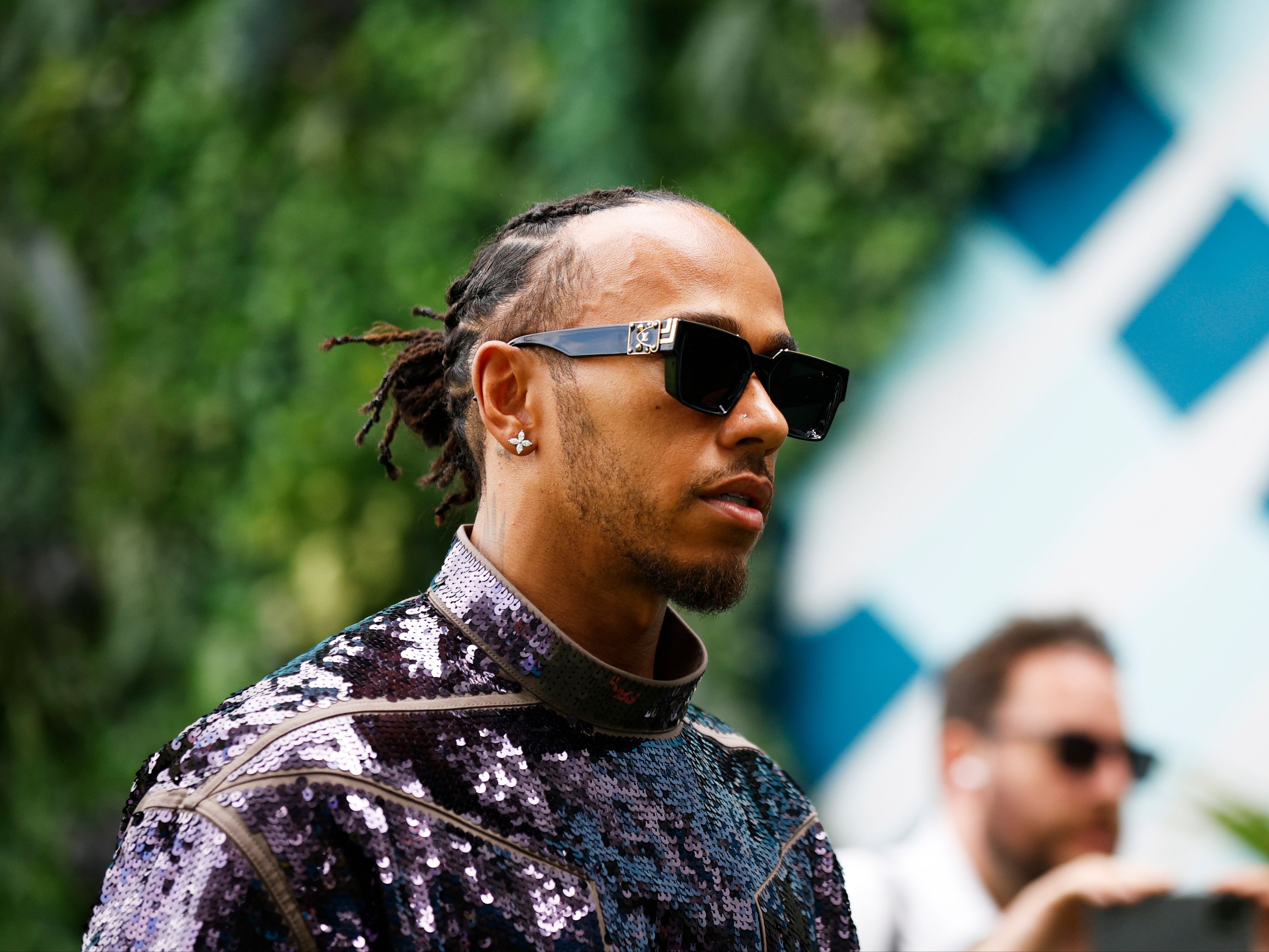 Lewis Hamilton walks in the paddock prior to the 2023 F1 Miami Grand Prix. (Photo by Jared C. Tilton/Getty Images)