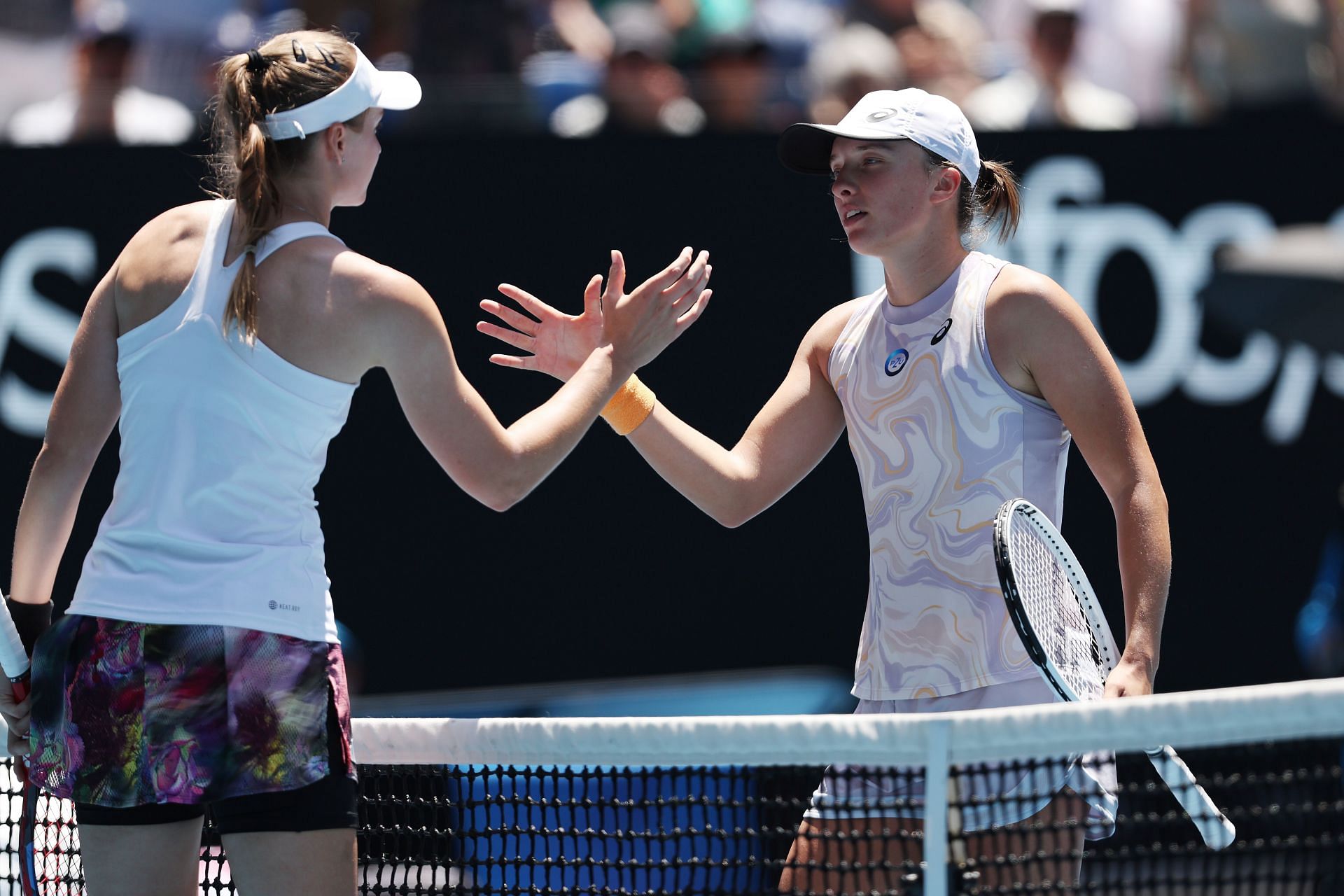 Iga Swiatek ans Elena Rybakina at the 2023 Australian Open