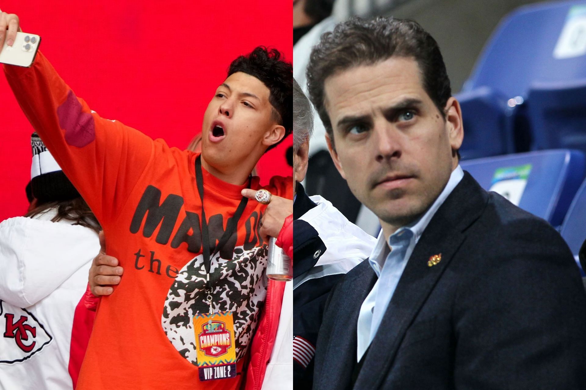 Jackson Mahomes (L) and Hunter Biden (R)