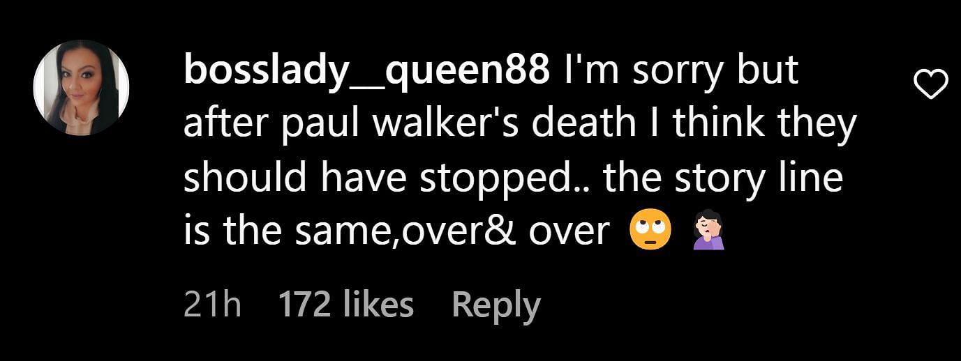 A comment on ET&#039;s post about Meadow Walker&#039;s cameo (Image via Instagram)