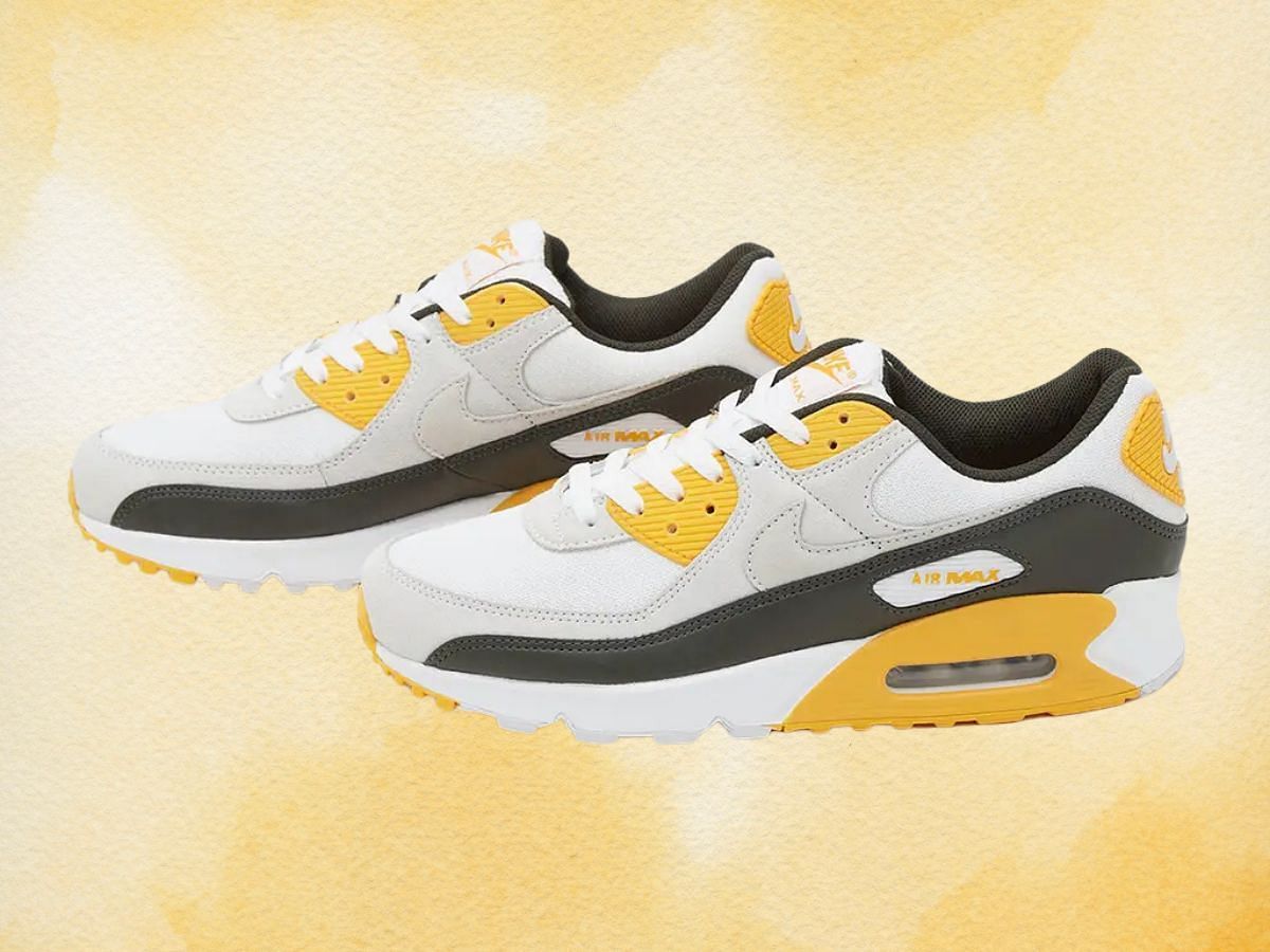 Nike Air Max 90 &ldquo;University Gold&rdquo; sneakers (Image via Sole Supplier)