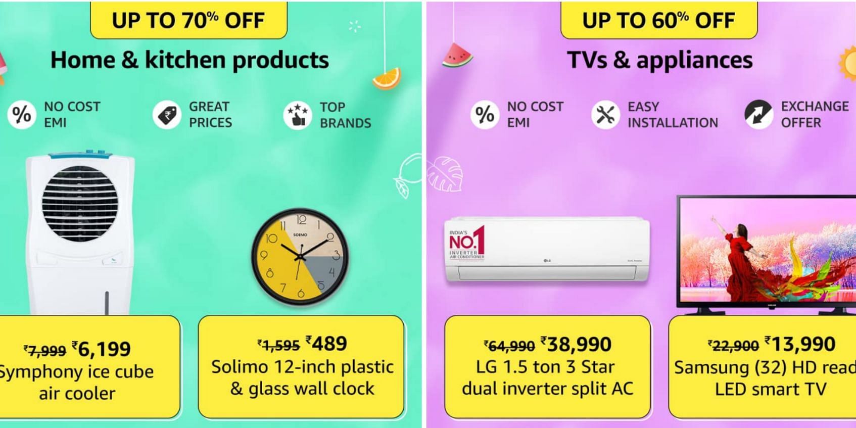 Top offers on home appliances (Image via Amazon India)