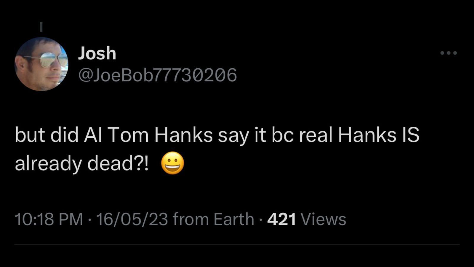 Netizens are wondering whether the AI-version of Hanks also appeared for the interview (Image via Twitter)