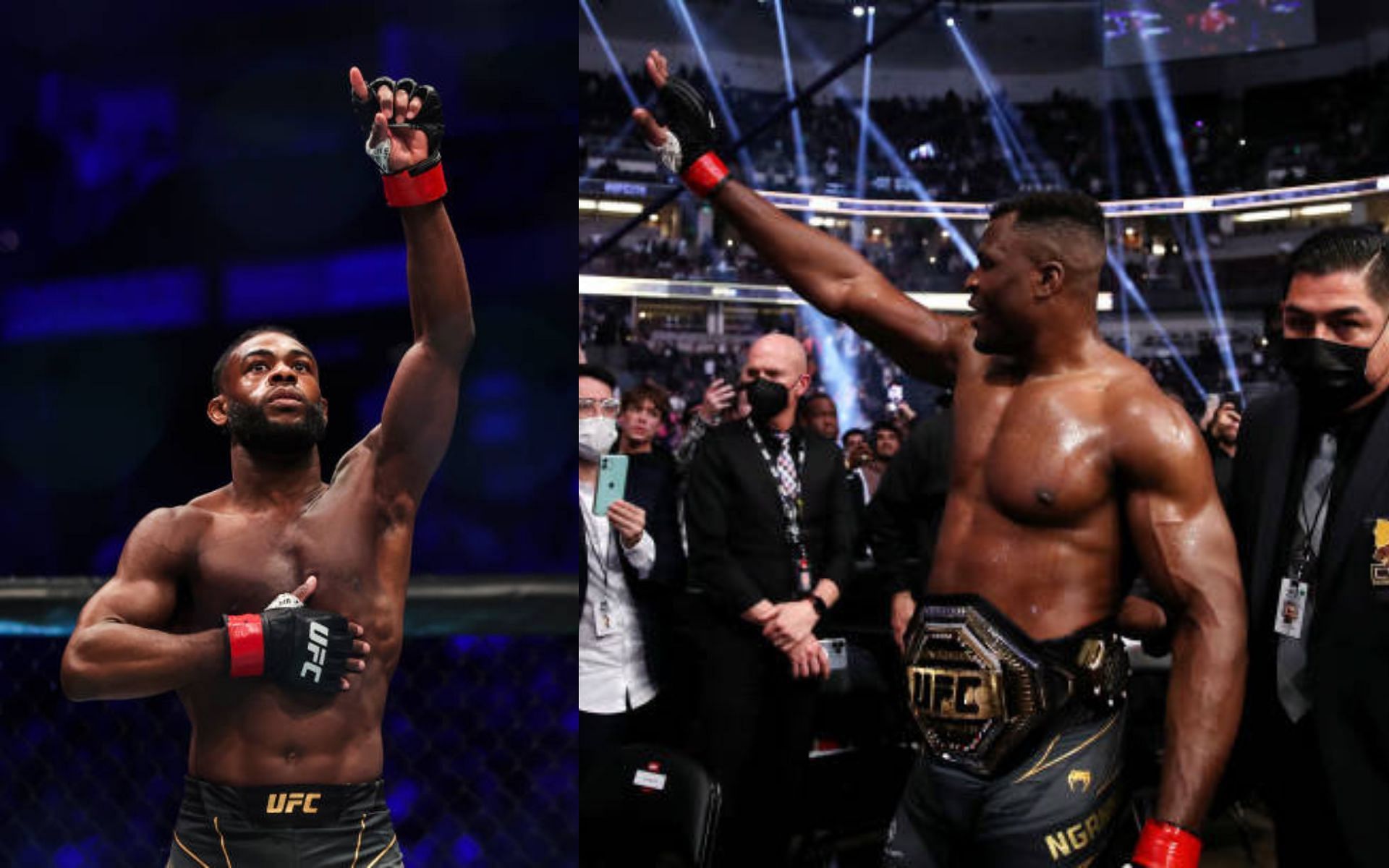 Aljamain Sterling (left); Francis Ngannou (right)