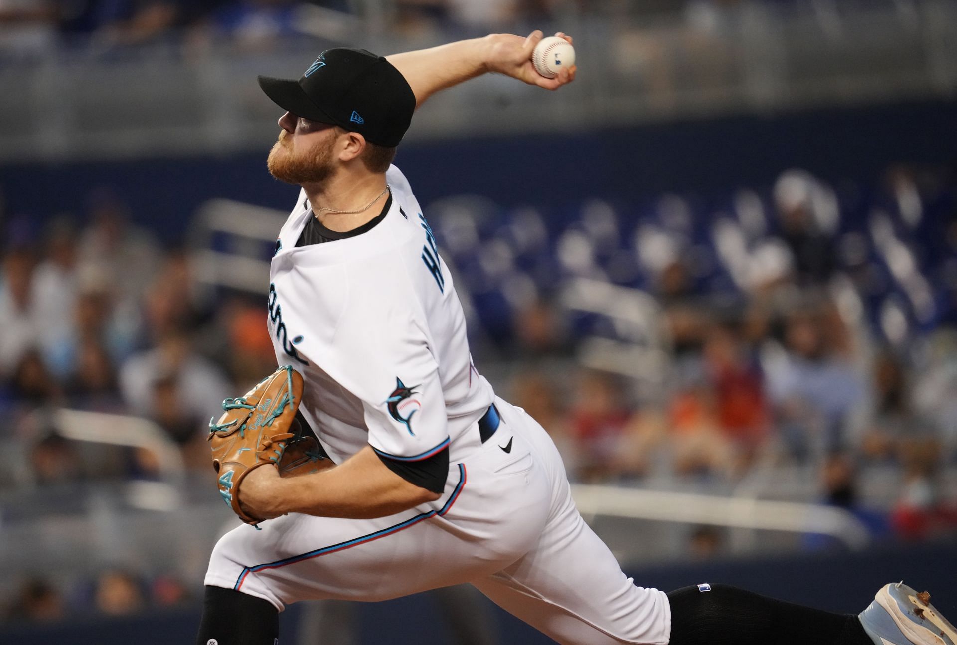 David Hess #41 of the Miami Marlins delivers a pitch in the sixth inning against the New York Mets at loanDepot park on August 05, 2021 in Miami, Florida. (Photo by Mark Brown/Getty Images)