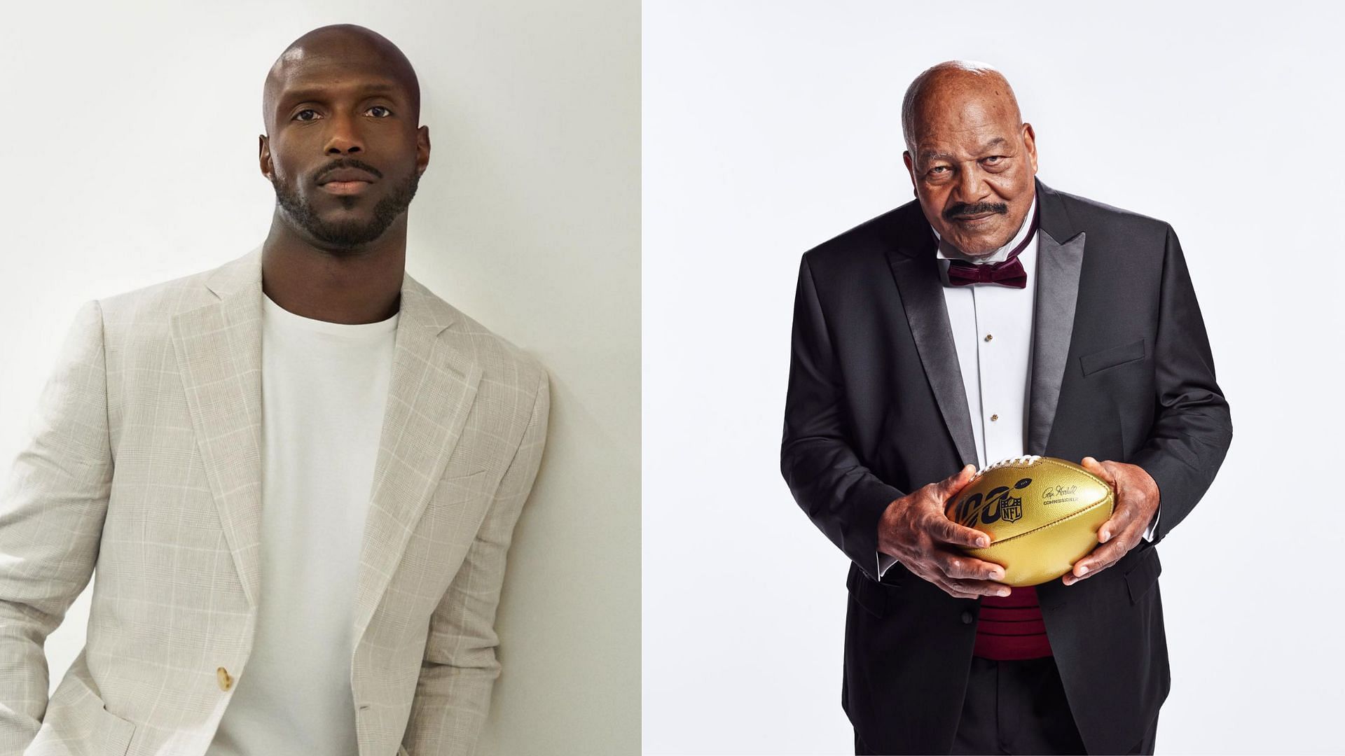 Former Patriots star Jason McCourty (L) on the late Jim Brown (R) and his work off the field