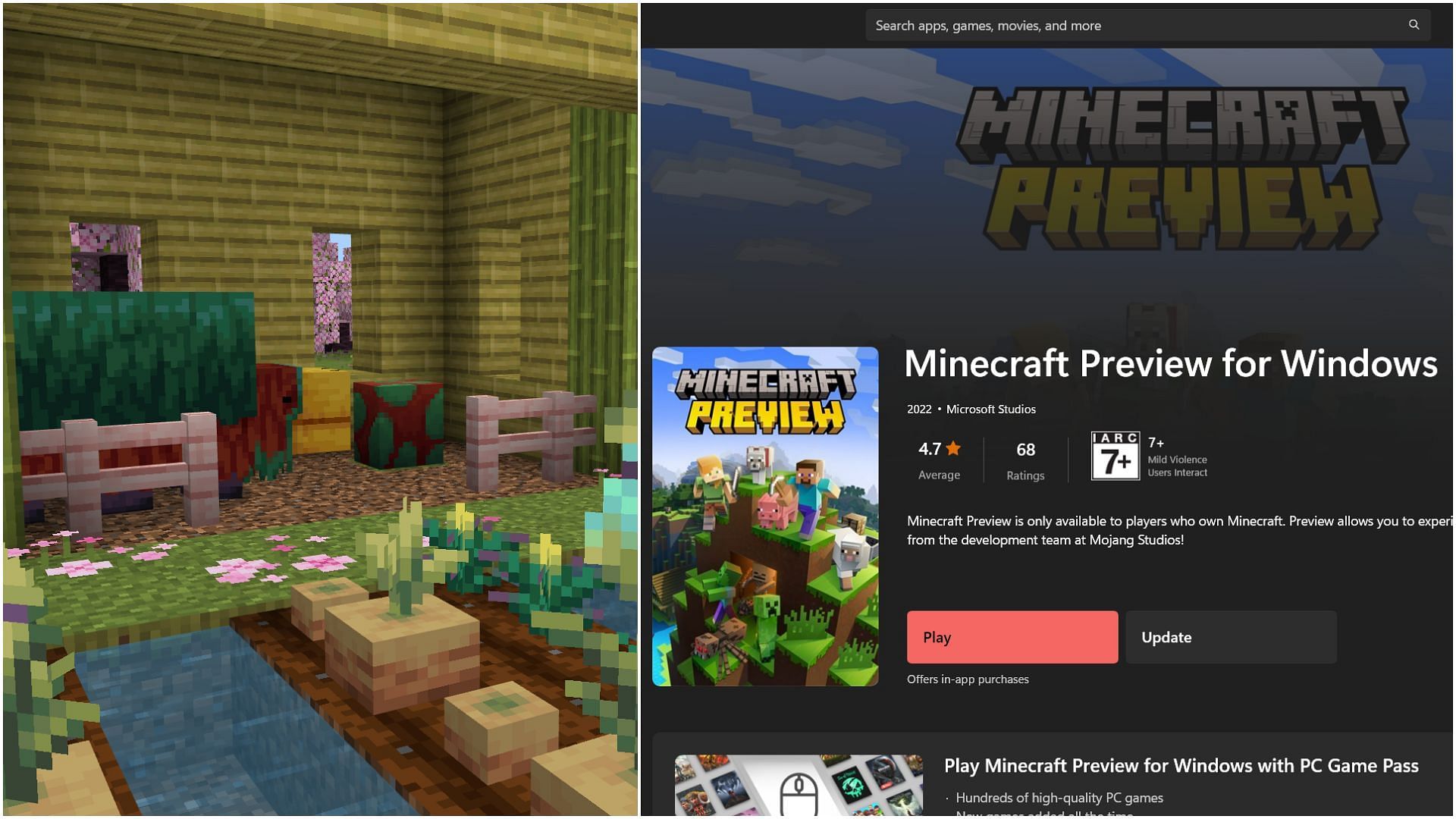 Players can easily download the latest Minecraft Bedrock beta/preview 1.20.0.23 (Image via Sportskeeda)