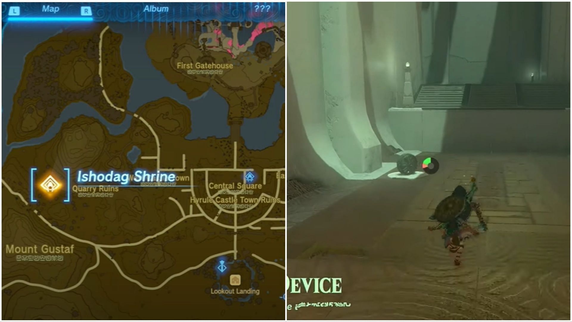 The location of the Shrine (Image via The Legend of Zelda Tears of the Kingdom)