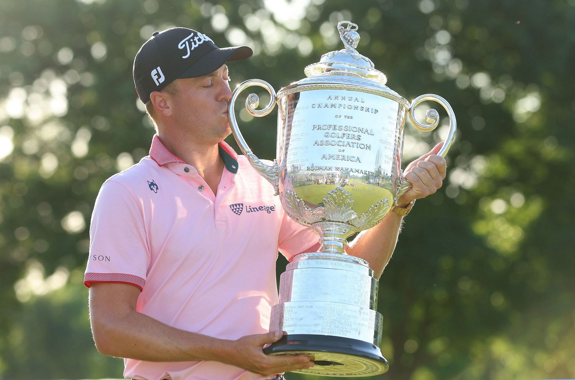 2022 winner Justin Thomas with the Wanamaker Trophy