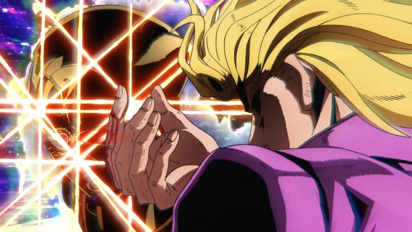 Giorno Giovanna doing the &ldquo;DIO pose&rdquo; with GER (Image via David Productions)