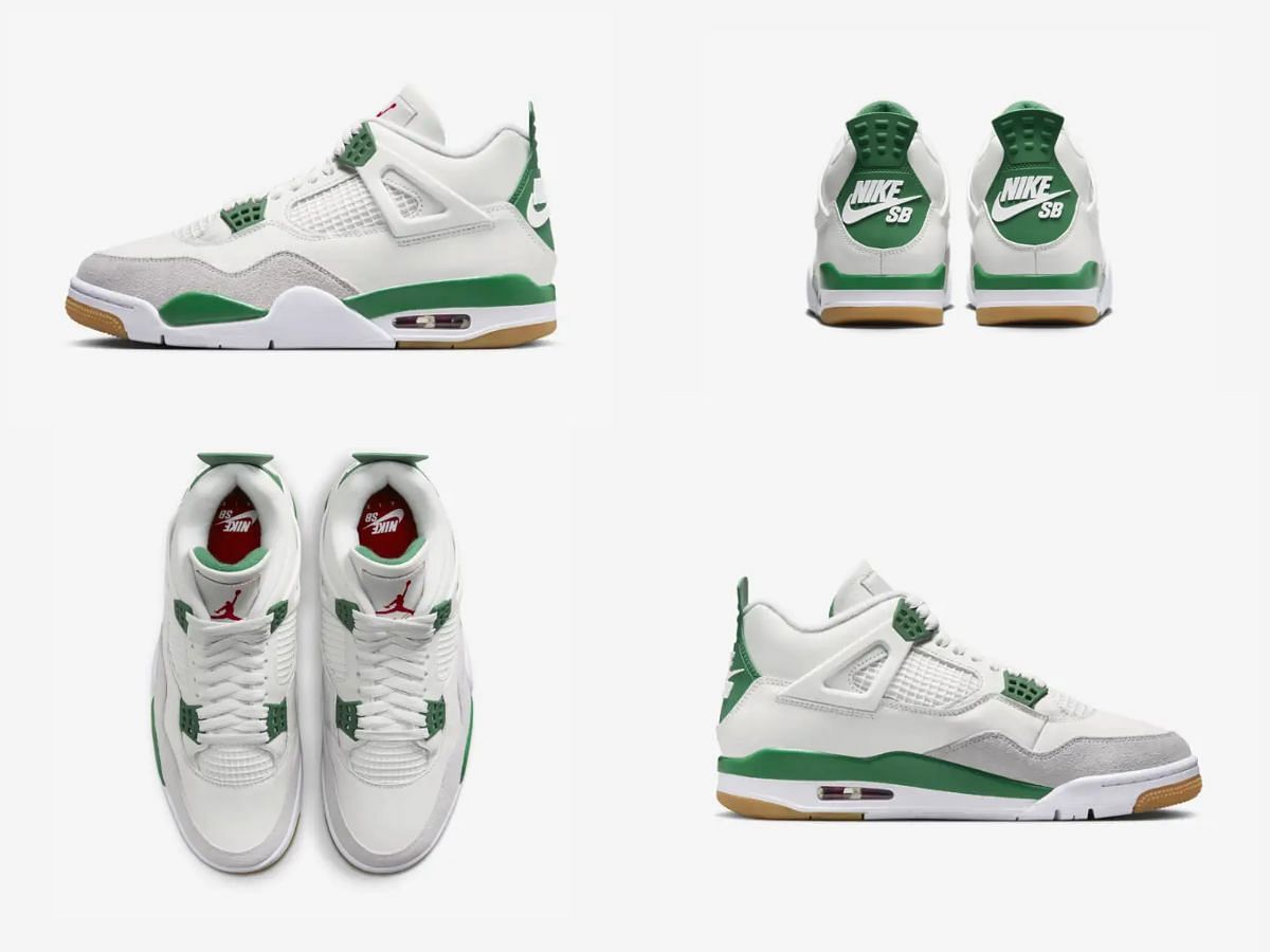 Newly restocked SB x Air Jordan 4 &quot;Pine Green&quot; sneakers (Image via Sportskeeda)