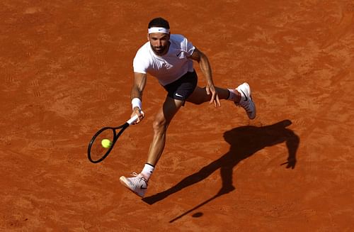 Grigor Dimitrov in action at the Italian Open