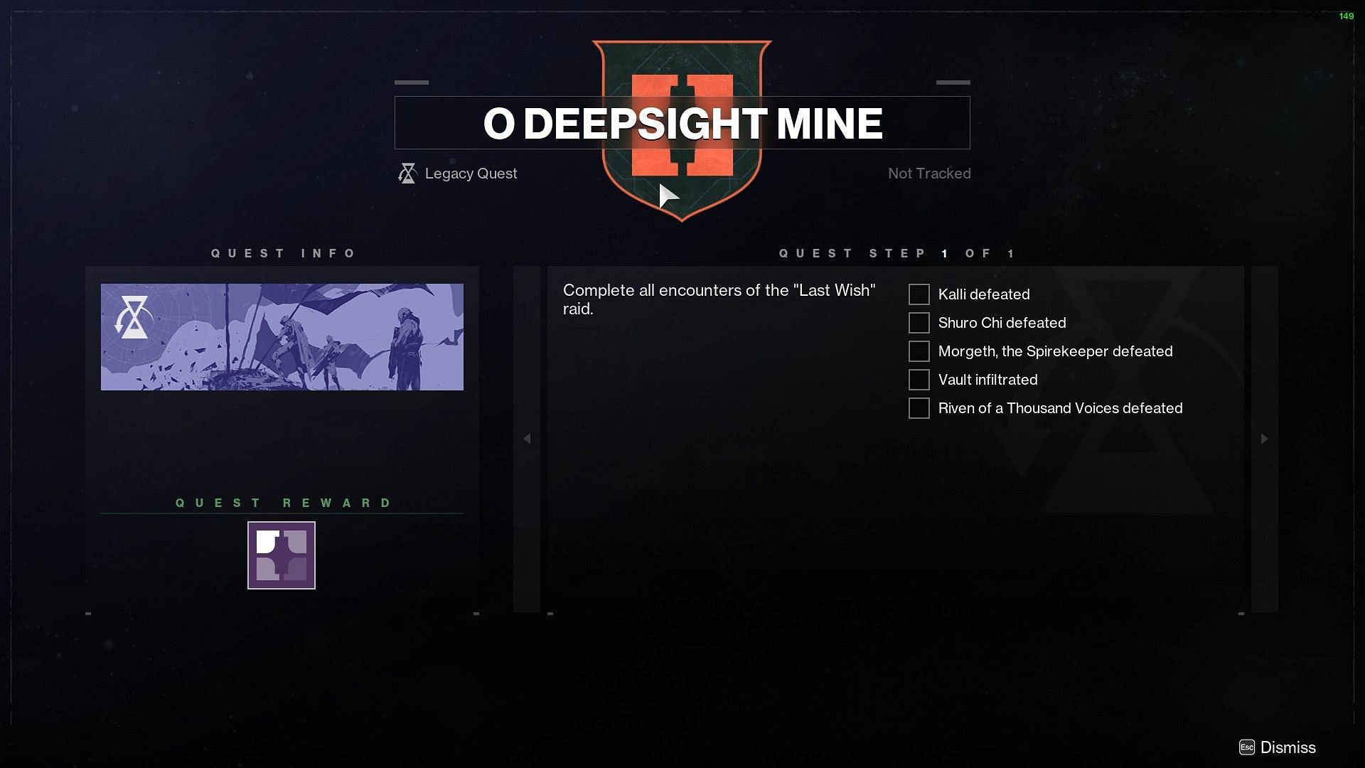 O Deepsight Mine quest (Image via Destiny 2)
