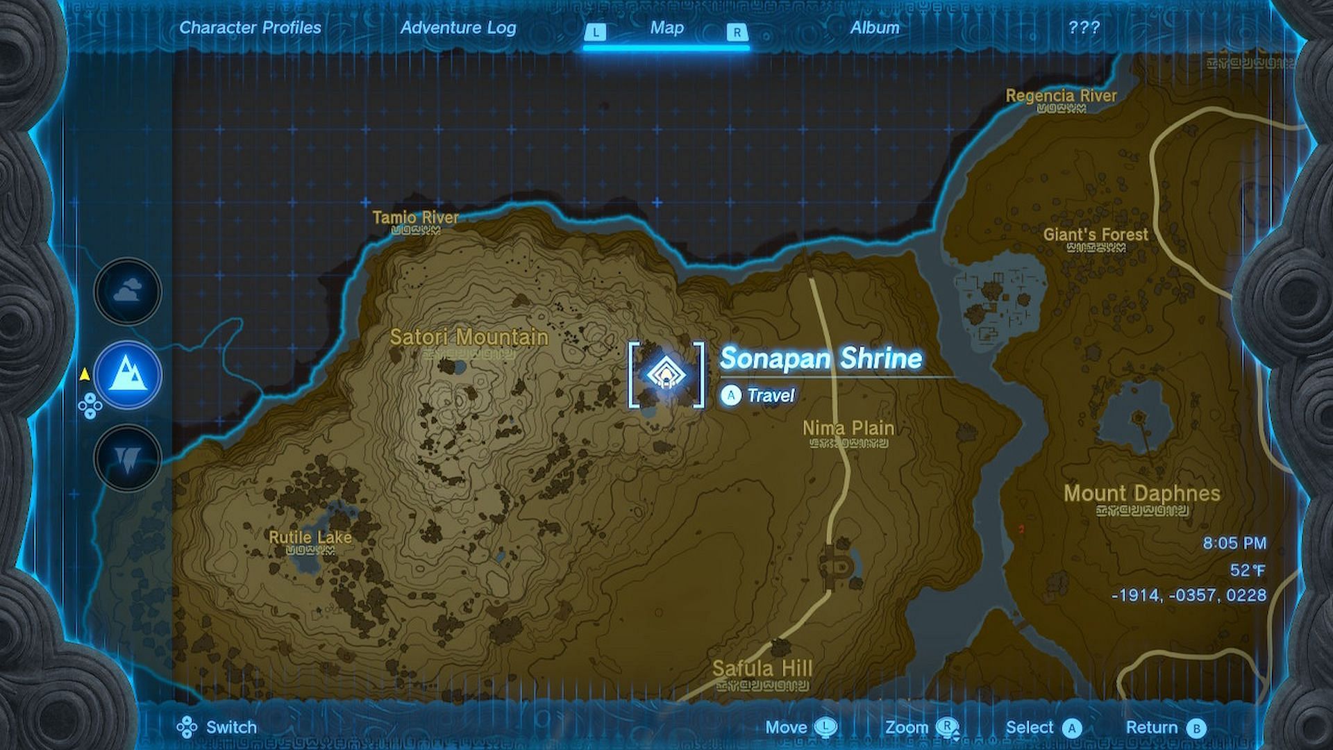 The location of the Sonapan Shrine in Tears of the Kingdom (Image via Nintendo)