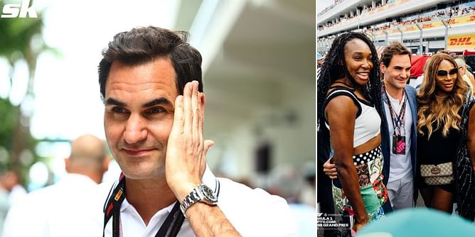 Roger Federer reacts to "surprise" meeting with Venus and Serena Williams at Miami GP