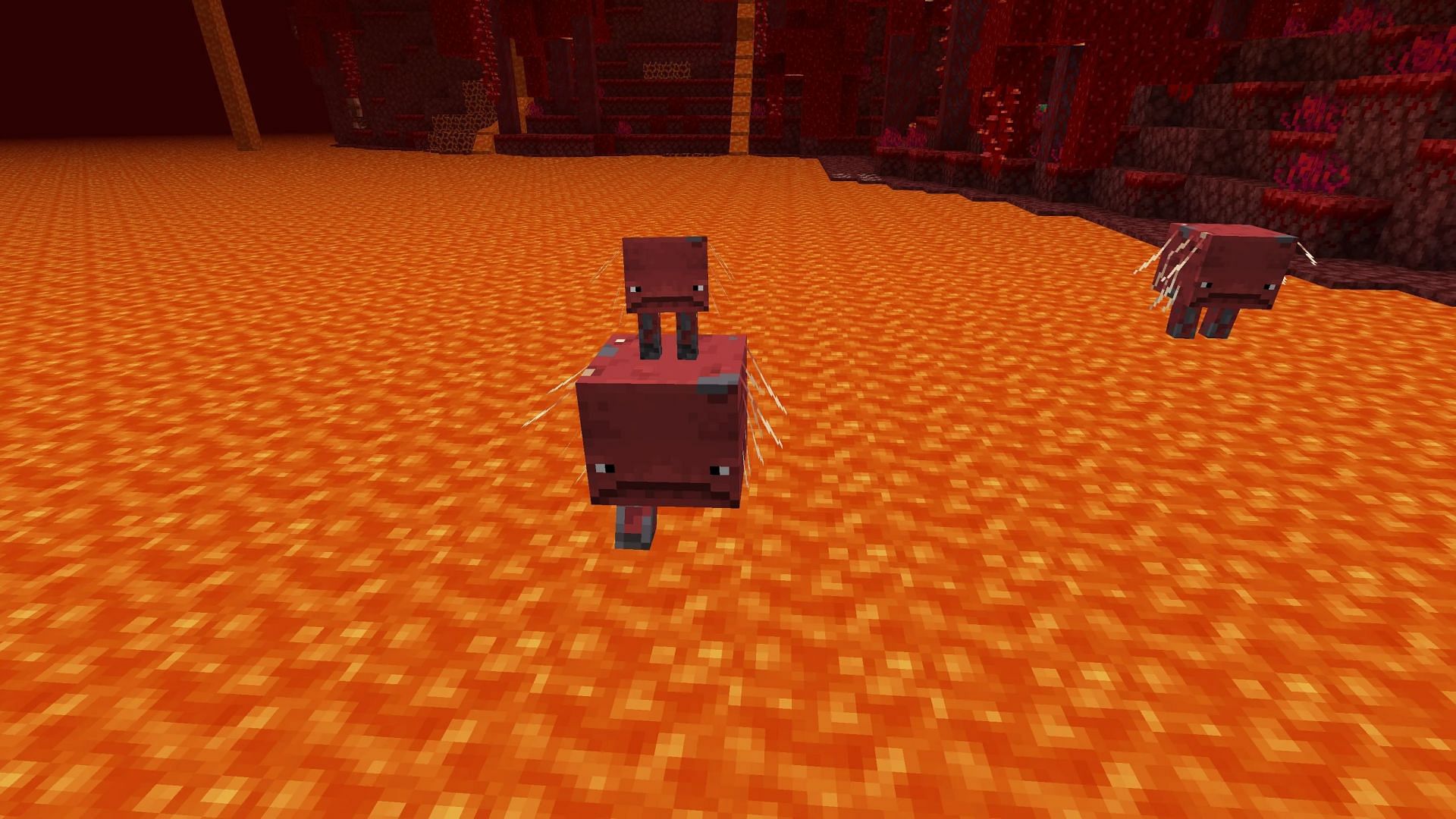 Striders are a decent mode of transportation in the Nether realm (Image via Mojang)