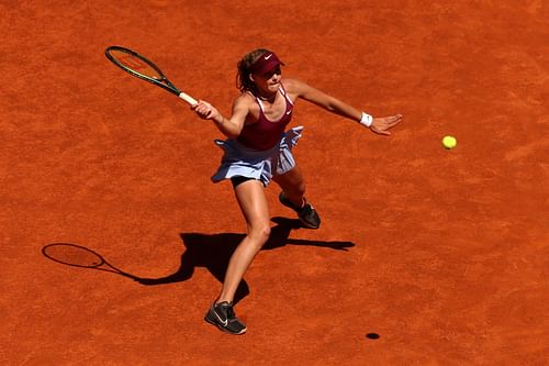 Mirra Andreeva pictured at the 2023 Mutua Madrid Open - Day Eight.